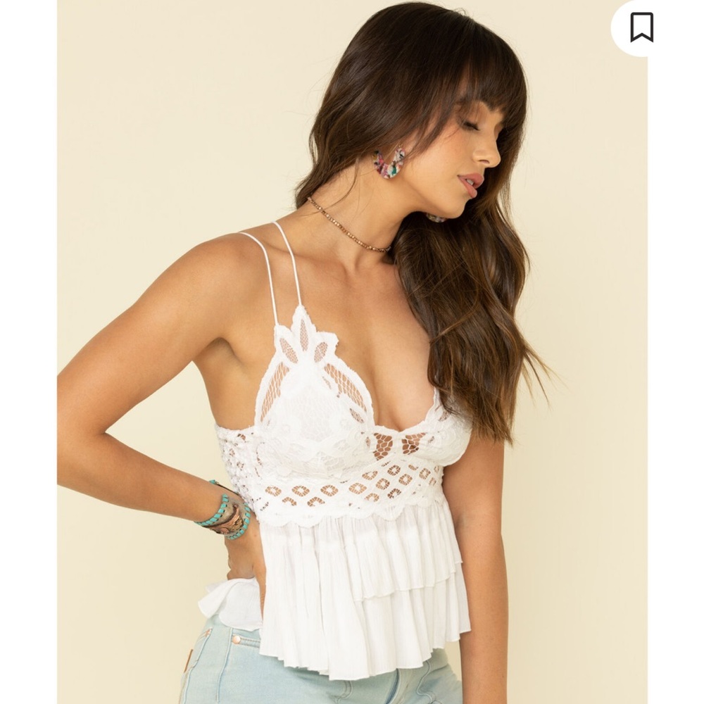 FREE PEOPLE WOMEN'S ADELLA CAMI LACE RUFFLED TANK TOP